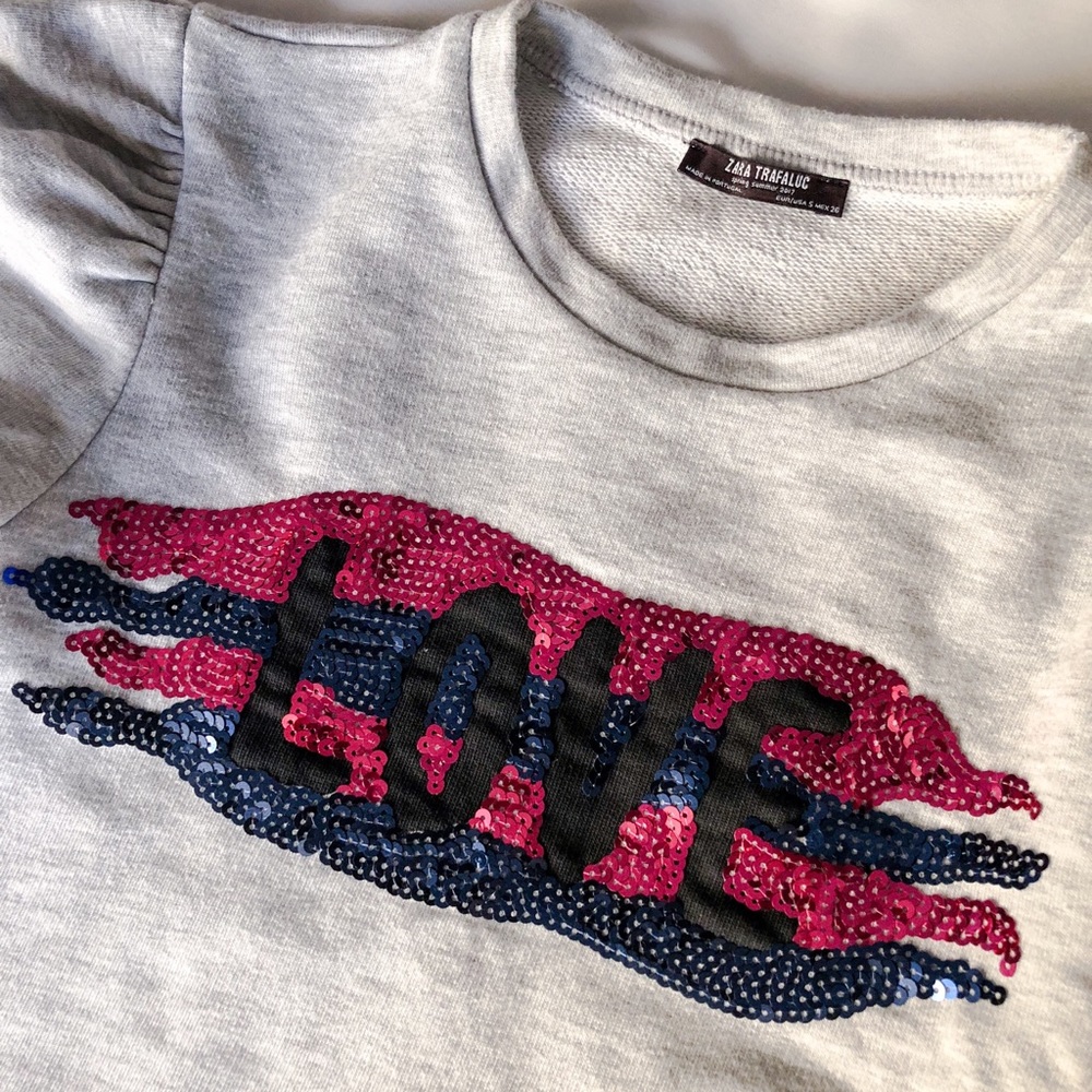 Zara sequin love sweatshirt